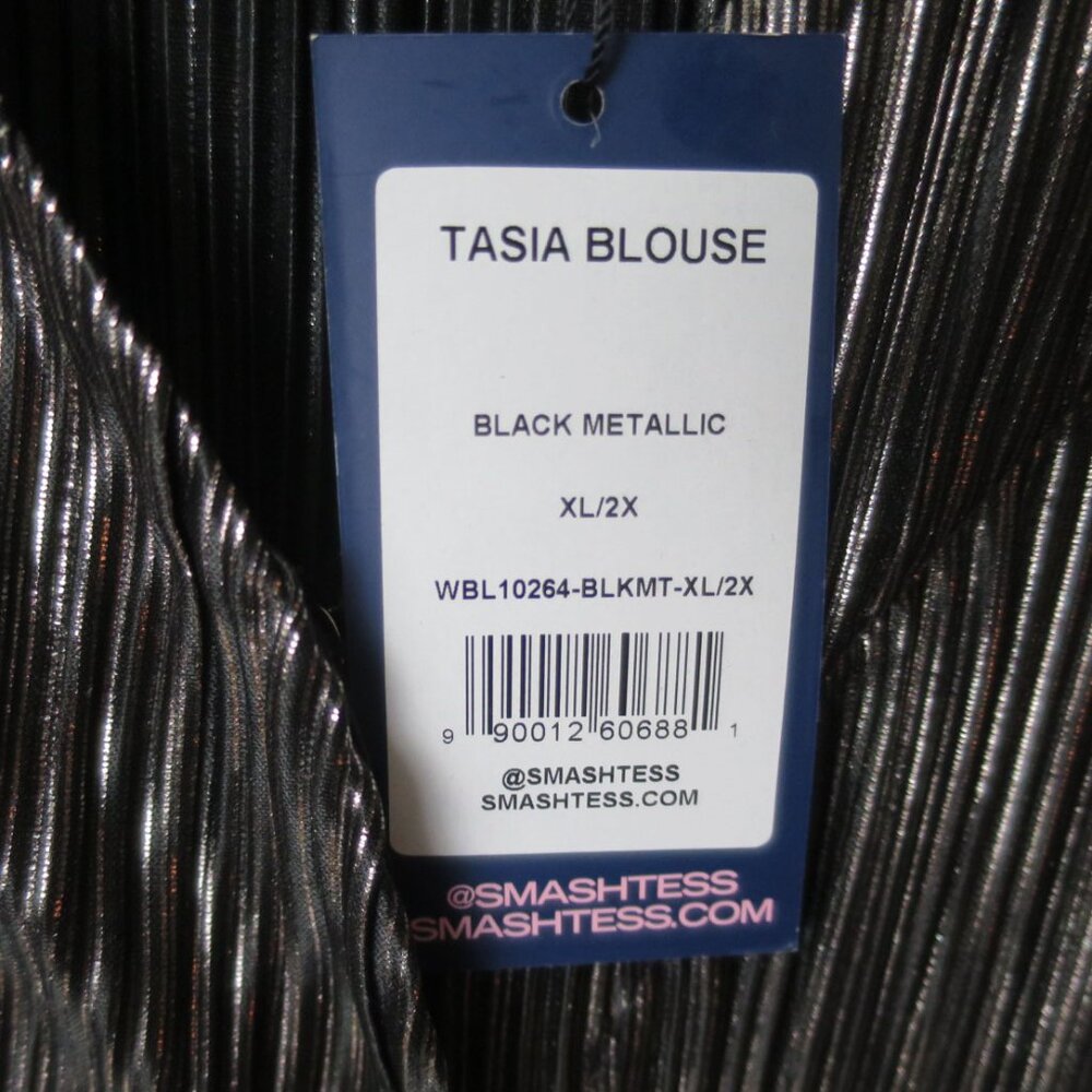Smash + Tess Tasia Blouse Black Metallic Belted Top Size XL - 2XL - Picture 9 of 9